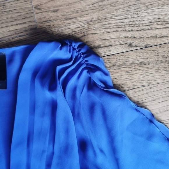 BISOU Bisou Pleated Sheer Blue Dress Swim Cover Large - Picture 5 of 7